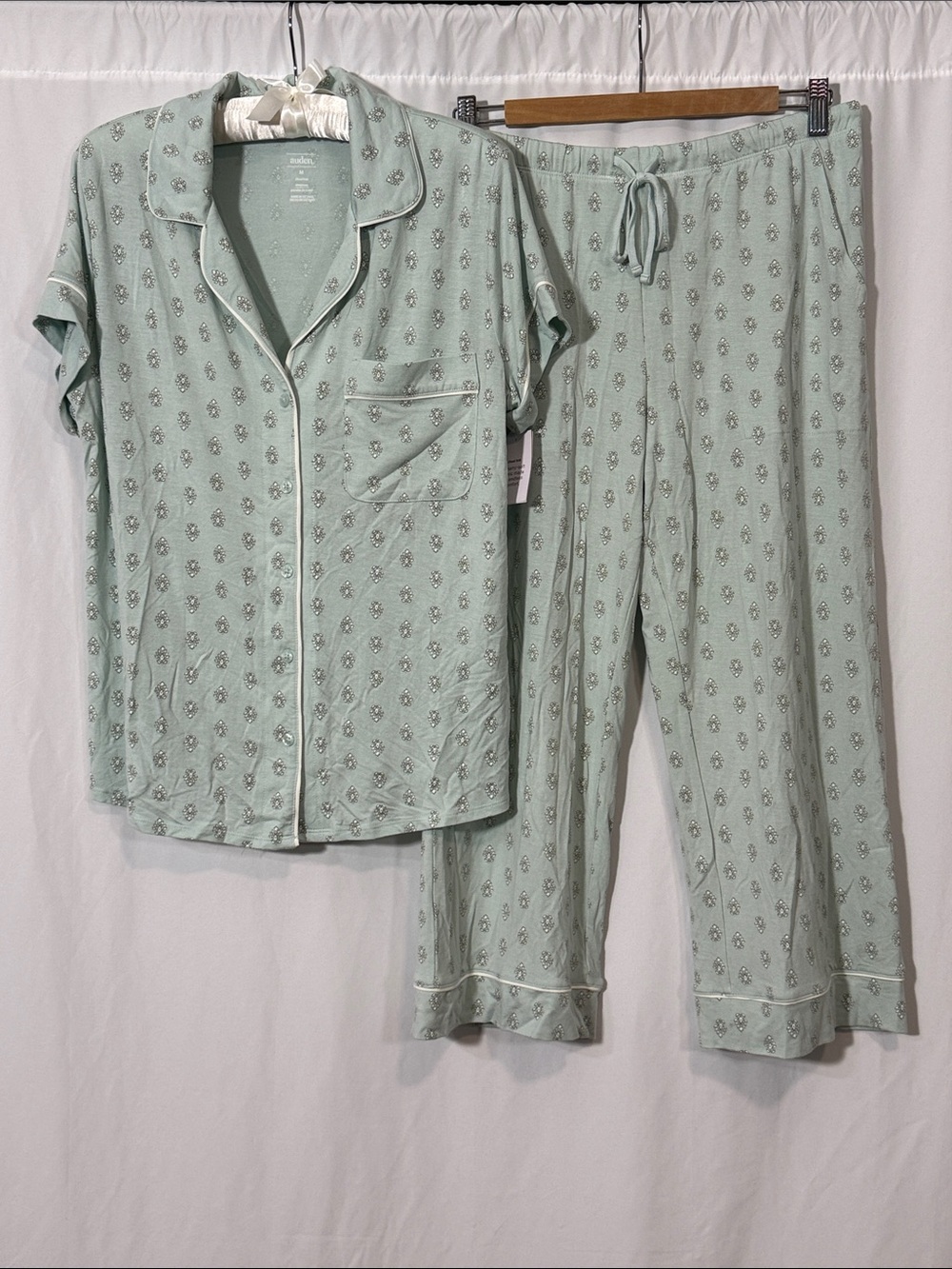 Auden Mint Green Floral-Print Short Sleeve Pajama Set